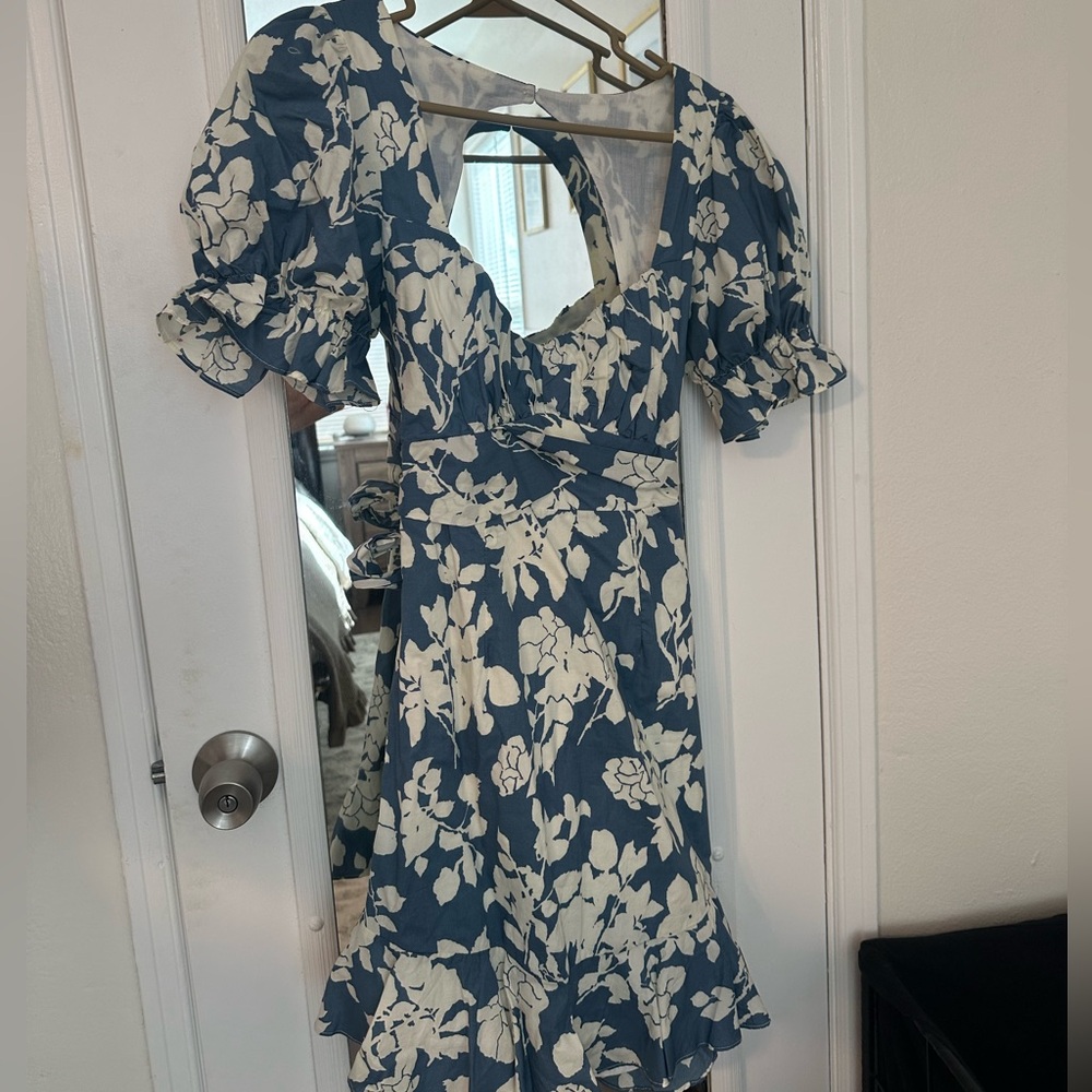 Floral blue mini dress